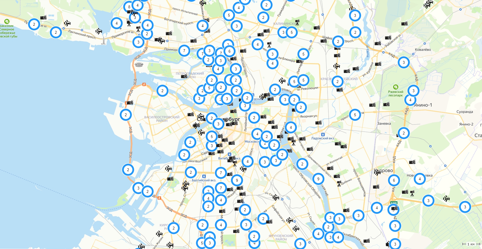 Камеры ГИБДД в Санкт-Петербурге на карте 2021 года: штрафы через камеры